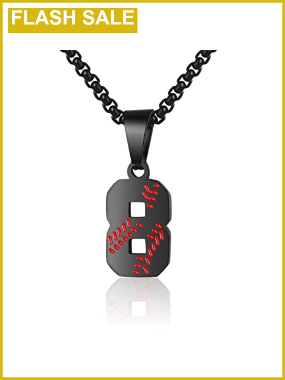 Stainless Steel Baseball Number Necklace Box Chain Pendant 23 In